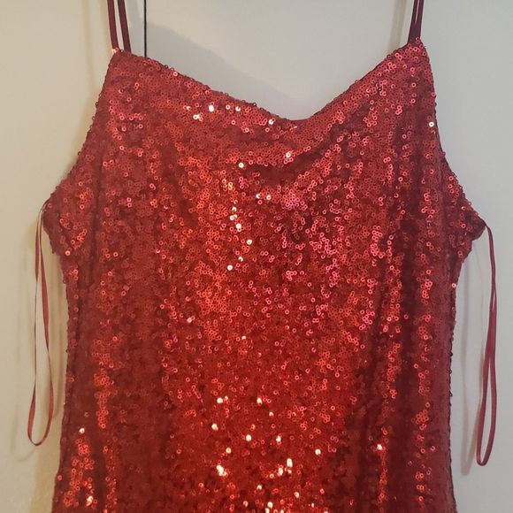 Red Mini Sequins Dress - Picture 3 of 9